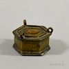 Small Continental Brass Hanging Oil Lamp, dia. 2 1/2 in.