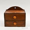 Walnut and Cherry Two-drawer Hanging Box, ht. 11 1/2, wd. 13, dp. 8 in.