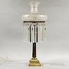 Brass and Etched Glass Astral Lamp, ht. 31, dia. 12 1/2 in.
