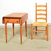 Federal Cherry One-drawer Drop-leaf Table and a Ladder-back Side Chair.