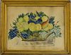 Framed Watercolor on Paper Theorem of a Basket of Fruit, 19th/20th century, ht. 20 1/2, wd. 26 in.