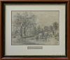 Framed Pencil Drawing Toll Gate Jamaica L.I., 19th century, sight size 9 1/2 x 13 1/4 in.