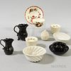 Eleven Pieces of Early English Pottery, 18th and 19th century, including small Leeds and Wedgwood basketweave creamware potpo