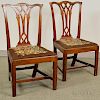 Pair of Chippendale Mahogany Side Chairs, Pennsylvania, 18th century, (imperfections), ht. 38 1/2 in.