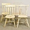 Four White-painted Windsor Chairs, ht. 35 in.