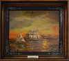 Joel Jackson Diorama The Harbor at Sunset, ht. 15 3/4, wd. 17 3/4 in.