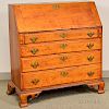 Chippendale Tiger Maple Slant-lid Desk, (imperfections), ht. 41 3/4, wd. 38, dp. 18 in.