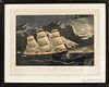 Nathaniel Currier Hand-colored Lithograph Clipper Ship Dreadnought Off Tuskar Light, sight size 18 1/2 x 20 3/4 in.