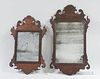 Two Small Chippendale Carved Mahogany Scroll-frame Mirrors, ht. to 25, wd. to 14 in.