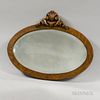 Renaissance Revival Carved Oak Oval Mirror, ht. 18, wd. 22 in.