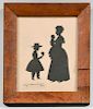 Framed Auguste Edouart Silhouette Reproduction of the Eagle Family, ht. 11 1/2, wd. 9 1/4 in.