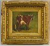 Anglo/American School, 19th Century  Portrait of a Cow. Signed indistinctly l.l. Oil on canvas, 11 x 13 1/2 in., framed. Cond