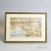 Framed Paul Revere Reproduction Engraving of the British Landing in Boston, sight size 10 x 15 1/2 in.