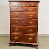 Chippendale Inlaid Walnut Tall Chest, (restoration), ht. 65 1/2, wd. 43, dp. 23 1/4 in.