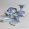 Five Canton Porcelain Sauceboats and Two Leaf Dishes, (imperfections), ht. 4 1/2 in.