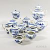 Eleven Pieces of Canton Porcelain Teaware, (restoration), six teapots, a covered sugar, and four creamers, ht. to 9 1/2 in.