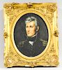 American School, 19th Century  Portrait of Andrew Jackson. Unsigned. Oil on board, 9 1/2 x 7 1/2 in., framed.