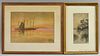 Five Framed Louis Kinney Harlow (Massachusetts, 1850-1913) Watercolor Landscapes, framed ht. to 27, wd. to 37 in.