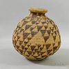 Woven Covered Olla-shaped Basket, ht. 14 in.