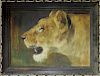 Hugo Bruel Impressionist O/C Lioness Painting