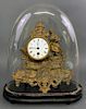 French Gilt Spelter Glass Dome Clock
