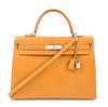 An Hermes Brick Calf Box Leather Sellier 32cm Kelly Handbag, 12.5" x 5" x 9.5"; Handle drop: 4".
