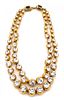 A Chanel Goldtone and Rhinestone Double Strand Necklace, 17".