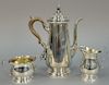 Three piece sterling silver tea set including teapot (ht