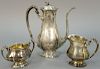 Whitings sterling silver tea set (top finial as is), ht