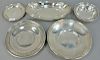 Five piece sterling silver lot including plates and dish