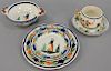Quimper partial china set, fifty-two total pieces