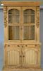 English pine two part cabinet. ht. 97in., wd. 54., dp. 18in.