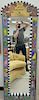 Paint decorated tall mirror marked Sticks 1999 "Life is an Adventure Partake", ht. 69in.