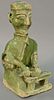 Chinese green glazed figure of a seated banquet chef. ht. 10 3/4in.