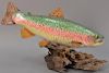 Gallagher rainbow trout decoy sculpture, carved and painted, signed W