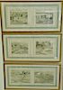 Group of six pairs of Thompson and West California Homestead colored lithograph prints framed and matted