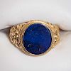 Round Blue Lapis 18 KT Gold Ring