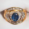 Blue Sapphire and Diamond 18 KT Gold Ring