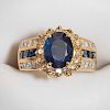 Blue Sapphire and Diamond 14 KT Gold Ring