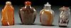 FOUR CHINESE CARVED AGATE SNUFF BOTTLES