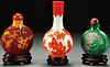 CHINESE PEKING CAMEO GLASS VASE AND SNUFF BOTTLE