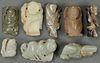 EIGHT CHINESE CARVED FIGURAL JADE ORNAMENTS