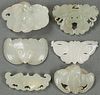 SIX VERY FINE CHINESE CARVED WHITE JADE ORNAMENTS