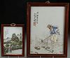 A PAIR OF CHINESE FAMILLE ROSE PORCELAIN PLAQUES