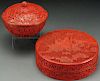 A PAIR OF VINTAGE CHINESE CARVED CINNABAR RED