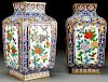 A PAIR OF CHINESE ENAMELED BRONZE CLOISONNÉ VASES