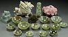 AN 18 PIECE CHINESE CARVED JADE AND HARDSTONE