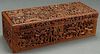 A CHINESE EXPORT CARVED HARDWOOD 100 FIGURES BOX