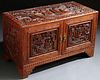 A GOOD CHINESE EXPORT CARVED TEAK CHEST