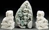 A CHINESE CARVED JADEITE AND HARDSTONE GROUP